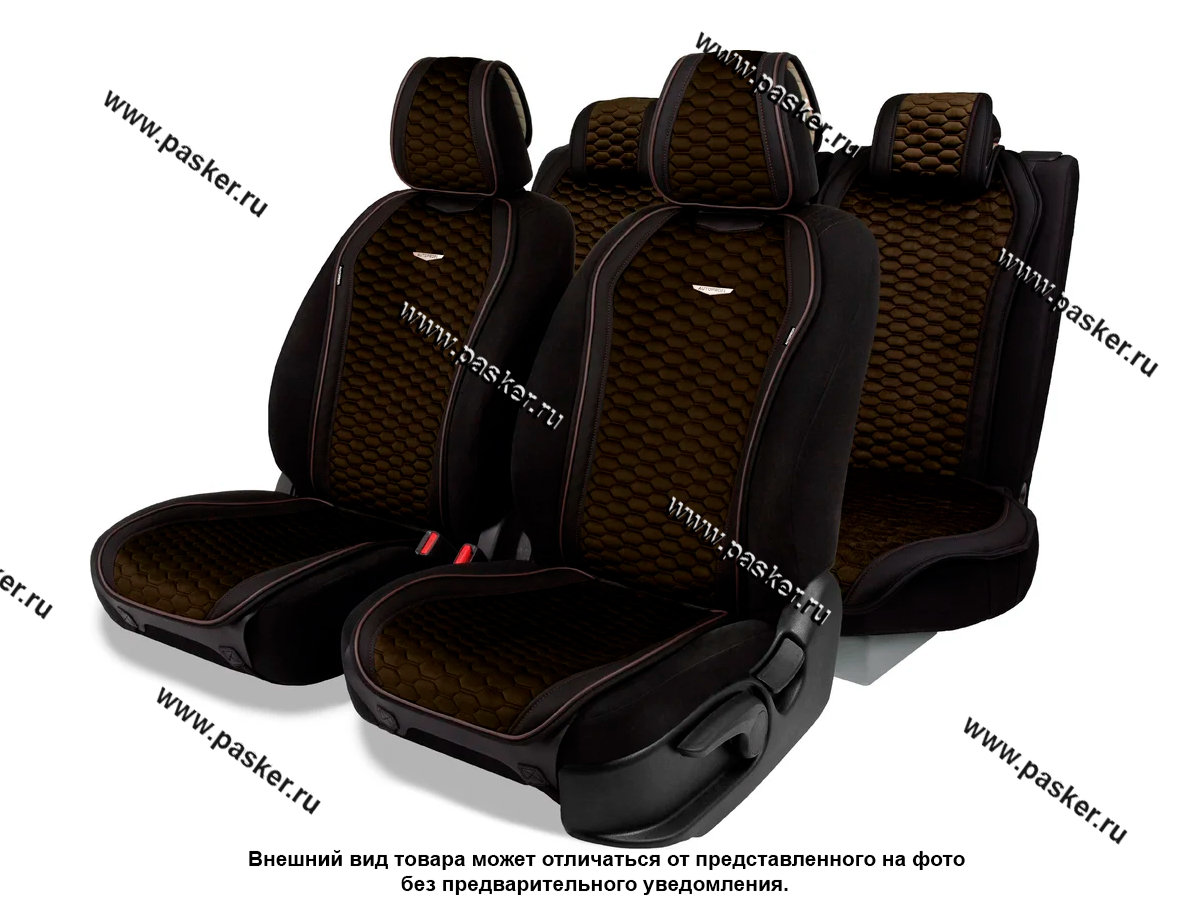 Накидки на сиденье DESIGNO DES-1100 BK/BR алькантара эко-кожа черный/коричневый