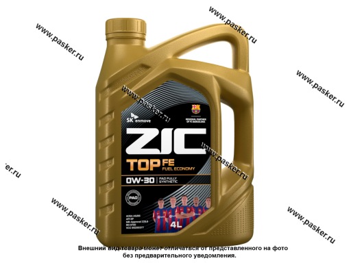 Фото: Масло ZIC  0W30 TOP FE API SP ACEA A5/B5 4л син 162680