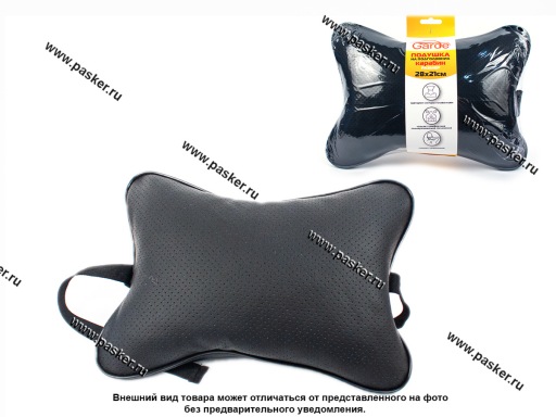 Фото: Подушка Garde на подголовник 28х21см карабин эко-кожа перфорация черная GTX04KPB