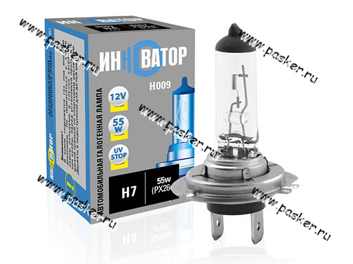 Лампа галоген 12V H7 55W PX26d Новатор/Инноватор ИН009 [упаковка 10 шт.]