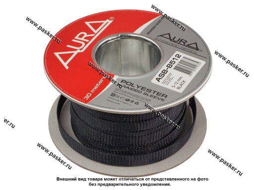 Фото: Оплетка для кабеля полиэстер 5-12мм, черная 1м AURA ASB-B512 [упаковка 30 м]