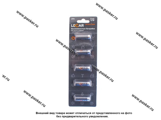 Фото: Батарейка LECAR 27A BL-5 [упаковка 5 шт.]