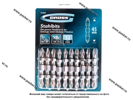 Фото: Биты 1/4 10пр крест двуxстор PH2-PH2x45мм Gross11209