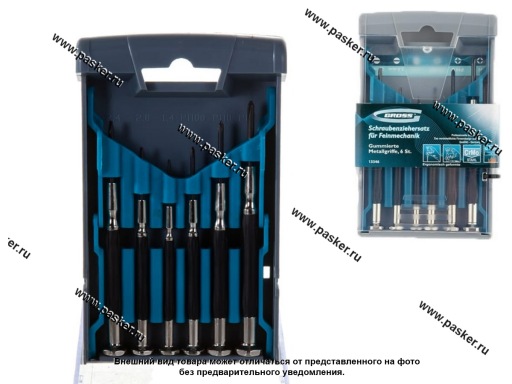 Фото: Отвертки для точныx работ 6пр PH/SL обрезиненная рукоятка Gross13346