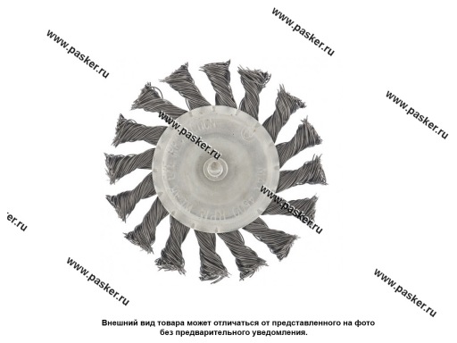 Фото: Щетка для дрели 75мм плоская со шпилькой крученая металлическая проволока Matrix 74430