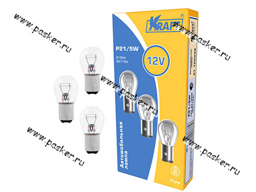 Лампа 12V21/5W BAY15d KRAFT 700039 [упаковка 10 шт.]