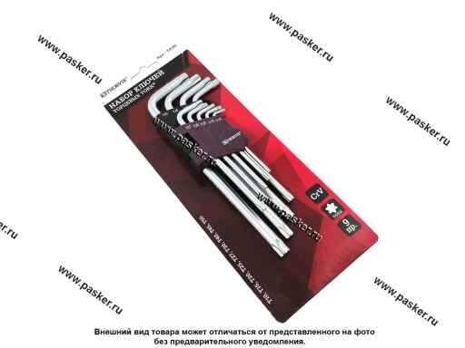 Фото: Ключи торцевые Г-образные TORX 9 предметов Т10-T50 Thorvik TK9S