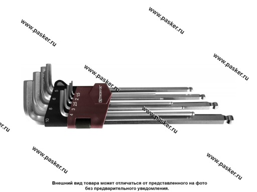 Фото: Ключи шестигранные с шаром 9 предметов 1,5-10 удлиненные Thorvik HKLB9S