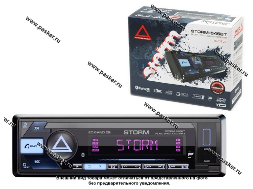 Фото: Автомагнитола AURA USB/Bluetooth/iOS/Android 4х51W STORM-545BT