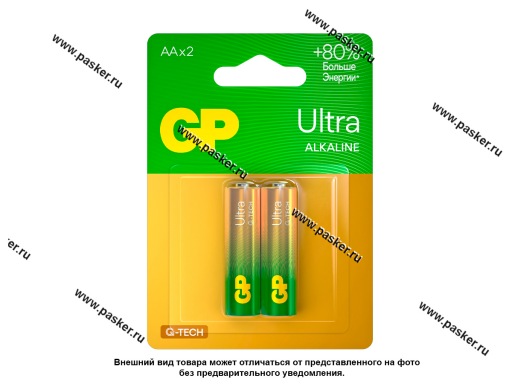 Фото: Батарейка GP AA LR6 Ultra Alkaline G-Tech 15AUA21-2CRSBC2 [упаковка 2 шт.]