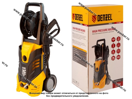 Фото: Мойка DENZEL 2200Вт 420л/ч 165бар алюм помпа R-165 с барабаном