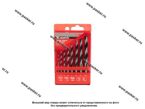 Фото: Сверла по дереву 8 предметов 3,4,5,6,7,8,9,10 мм Matrix 70282