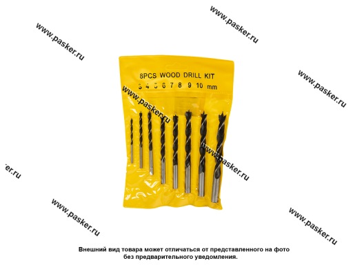 Фото: Сверла по дереву 8 предметов 3,4,5,6,7,8,9,10 мм Sparta 702125