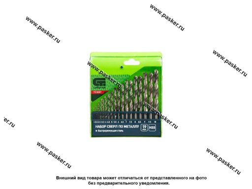 Фото: Сверла по металлу 19 предметов 1-10 мм (через 0,5 мм) HSS Сибртех 723887