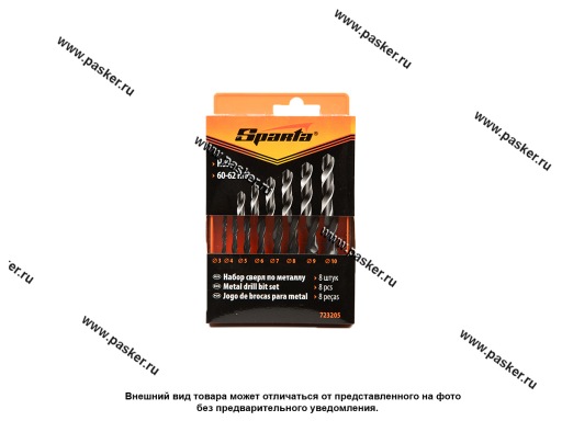 Фото: Сверла по металлу  8 предметов 3,4,5,6,7,8,9,10 мм HSS Sparta 723205