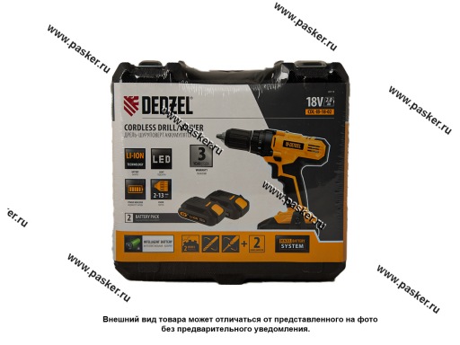 Фото: Шуруповерт аккумуляторный CDL-IB-18-02 Li-Ion 18В 2акк Denzel 26113