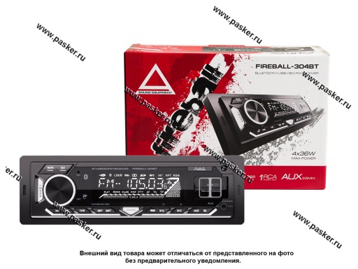 Фото: Автомагнитола AURA USB/MicroSD/FM/Bluetooth 4х51W 2RCA ID3 тэги белая подсветка FIREBALL-304BT