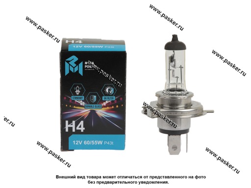Фото: Лампа галоген 12V H4 60/55W P43t MEGAPOWER Standart