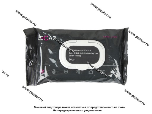 Фото: Салфетки влажные LECAR для монитора  пластиковый клапан 90 шт