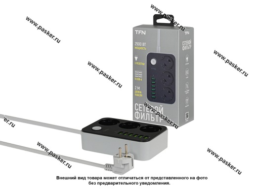 Фото: Сетевой фильтр + 6 USB TFN-POWER7BK