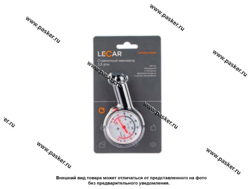 Фото: Манометр шинный LECAR МН-02 пластик 3,5 атм
