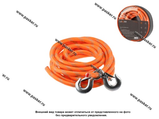 Фото: Трос буксировочный 5т LECAR веревочный крюки сумка