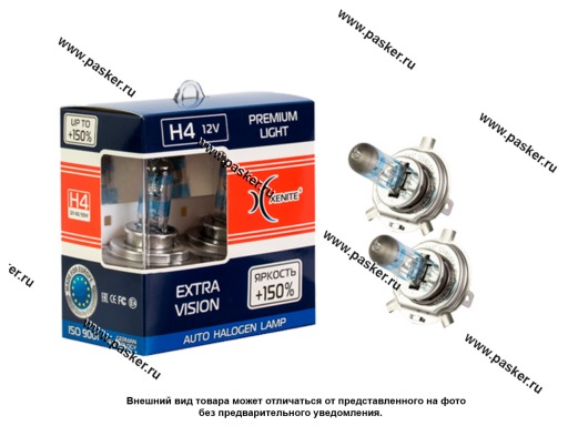 Фото: Лампа галоген 12V H4 60/55WP43t Xenite EXTRA VISION Xenite 1007176