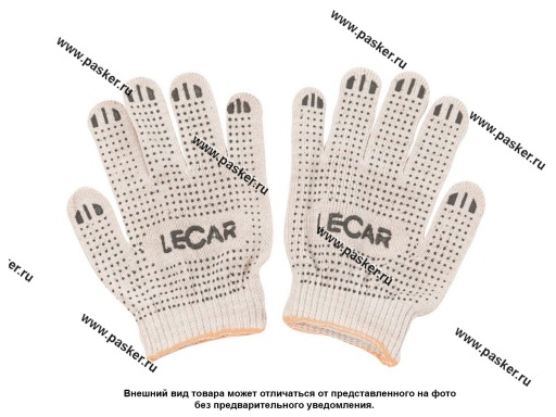 Фото: Перчатки х/б с ПВХ точка LECAR белые 10 класс 4 нити 5 пар