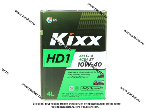 Фото: Масло KIXX 10W40 HD1 API CI-4/SL ACEA E7 4л син