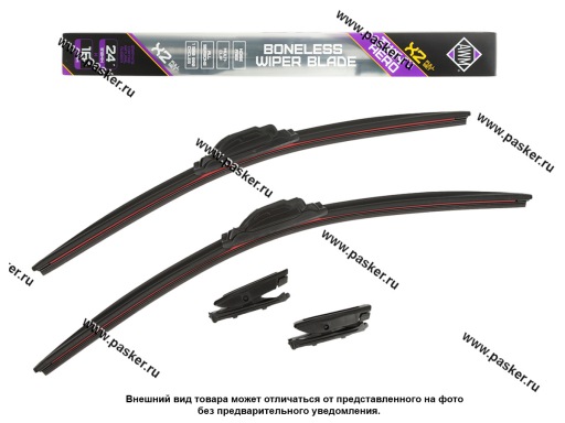 Фото: Щетки стеклоочистителя 60/40см универсальная AWM крепление Hook + Push Button бескаркасная  к-т
