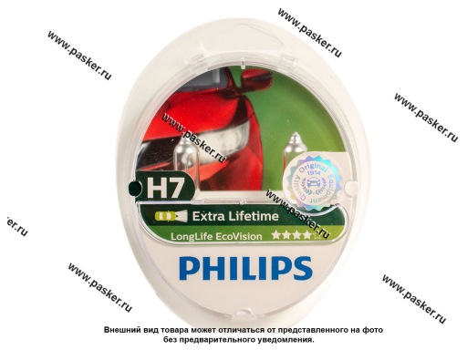 Фото: Лампа галоген 12V H7 55W PX26d Philips LongLife EcoVision 12972LLECOS2