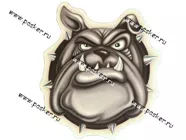 Наклейка Бульдог морда 10х13см [упаковка 10 шт.]|Код 10801