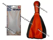 Ручка КПП 2108-099 Сфера кожзам+чехол АвтоБра красная|Код 20519