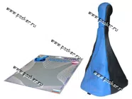 Ручка КПП 2110-12 Сфера кожзам+чехол АвтоБра синяя|Код 20534