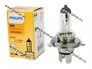 Лампа галоген 12V H4 60/55W P43t Philips Vision +30% яркости 12342PRC1 [упаковка 10 шт.]|Код 25142