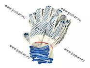 Перчатки х/б с ПВХ точка белые упаковка 5 пар 10 класс|Код 30812