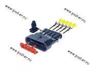 Колодка соединительная 5 контактная 1,5мм штырь АВТОЭЛЕКТРОНИКА герметичная от 0,50-1,00мм кв|Код 38738