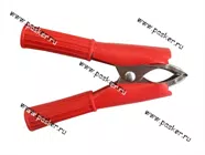 Клемма-зажим крокодил L- 74мм АВТОЭЛЕКТРОНИКА красная полностью изолированная|Код 44218