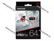 Карта памяти Micro SDXC   64Гб SAMSUNG PRO SDXC class10 UHS-I U3|Код 54066
