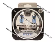 Лампа галоген 12V H4 60/55W P43t MTF Argentum +80%  4000К|Код 8823
