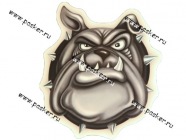 Наклейка Бульдог морда 10х13см [упаковка 10 шт.]|Код 10801