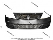 Бампер Renault Logan Кампласт-Т передний 2008-2014 1 фаза 2 с решетками без ПТФ|Код 13902