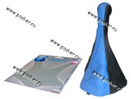 Ручка КПП 2110-12 Сфера кожзам+чехол АвтоБра синяя|Код 20534