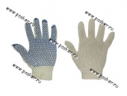 Перчатки х/б с ПВХ точка белые 10 класс [упаковка 10 пар.]|Код 3063