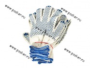 Перчатки х/б с ПВХ точка белые упаковка 5 пар 10 класс|Код 30812