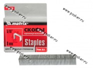 Скобы для строительного степлера тип 53  8мм 1000шт MATRIX 41118|Код 34089