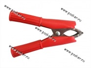 Клемма-зажим крокодил L- 74мм АВТОЭЛЕКТРОНИКА красная полностью изолированная|Код 44218