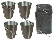 Стаканы дорожные  50мл 4шт нержавейка в футляре|Код 52427