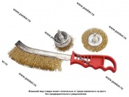 Щетки для дрели 3шт 1Плоская 65мм 1Чашка 50мм со шпильками ручная мет Matrix 74484|Код 52817