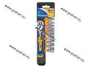 Головки торцевые 1/4 12 предметов с трещоткой KRAFT 700320|Код 63110